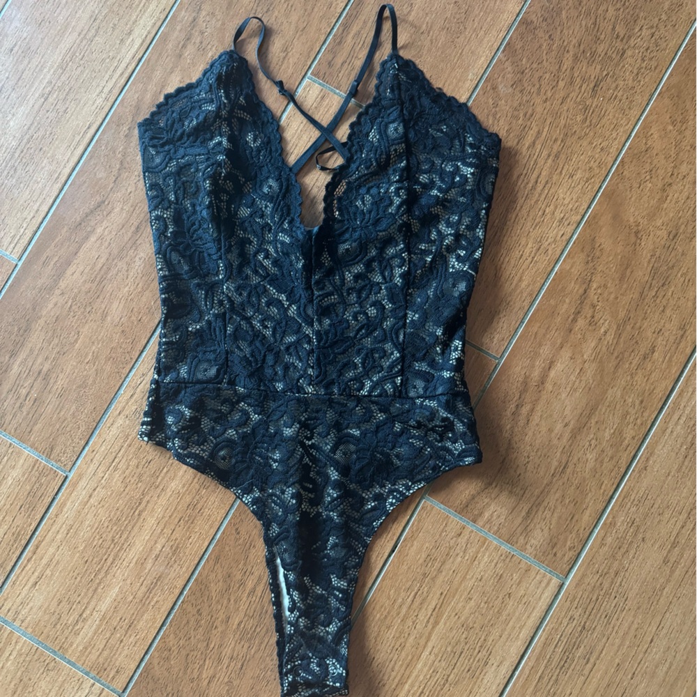 Lulu’s Black Lace Bodysuit
